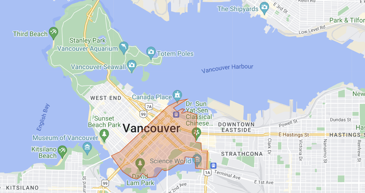 Downtown Vancouver Map